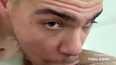 Deepthroating a big dick and swallowing his load after