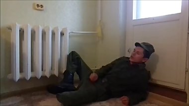Russian soldier jerking off