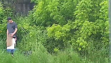 Caught public blowjob at train tracks in russia