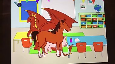 Russian swine gets plowed by stepdad and a horse of a bf