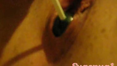 Lollipop and panties in teen pussy