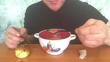 ASMR BORSCHT & DONUTS (RUSSIAN FOOD)