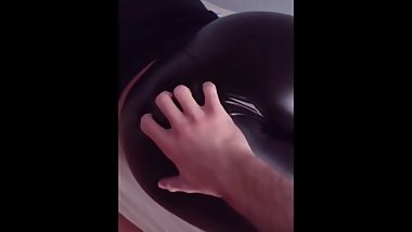 hitting my girlfriend's beautiful ass in leather leggings