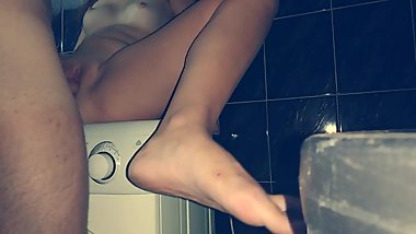 When parents are not at home - teen sex in the bathroom