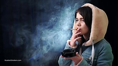 Russian teen trying first saratoga smiles after each inhale