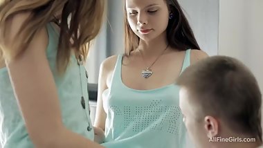 Lovely Russian sisters Chinara & Peachy love the warm cum and hot cocks ins