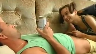 Cute russian teen seduces and plays with an oldman