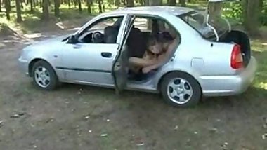 Russian teen anal in a car