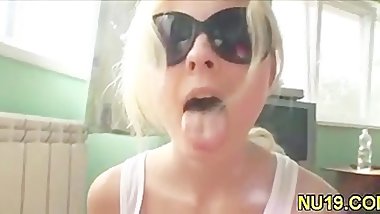 Hottie rides big stiff dick