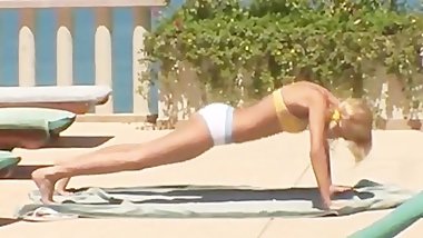 Two girls excercising outdoors