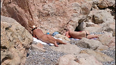 Two russian girls naked in Antalya nudist beach