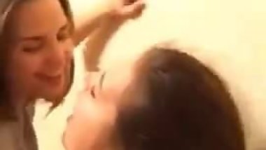 Russian party & lesbian kisses & boobs sucking