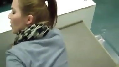 Russian student's snatch creampied in lecture hall