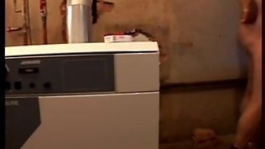 young brunette with fat grease monkey