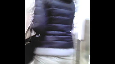 girl walks in semen on the back nice pretty