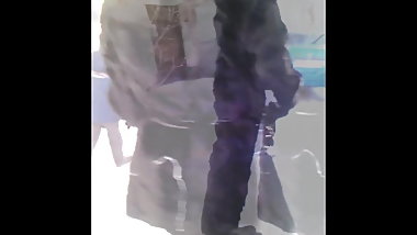 girl walks in semen on the back nice pretty