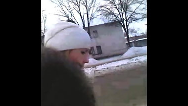 girl walks in semen on the back,nice,pretty