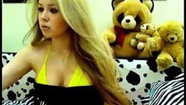 Silly blond playing boobs
